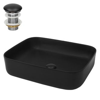 ML Design Lavabo sobre encimera de cer&aacute;mica con desag&uuml;e lavamanos negro