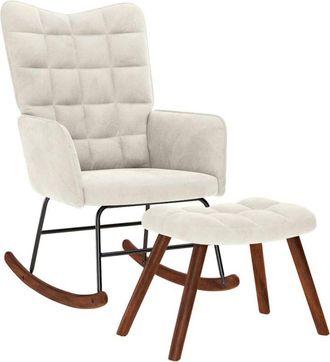 vidaXL Vidaxl - Mecedora Con Taburete De Terciopelo Color Crema