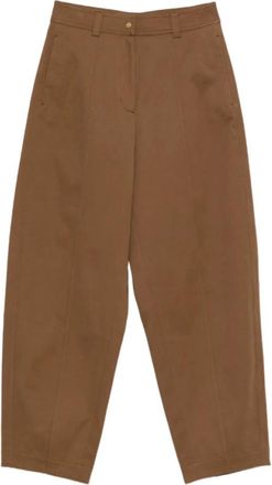 Moncler Straight Leg Cotton Gabardine Broeken - Dames - Straight fit broeken - Bruin - XS - Katoen - Broeken