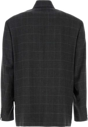 Balenciaga Mens Shirt Jacket Gray Wool Cupro Cotton