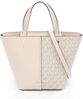 Michael Kors FLORA Leather PVC Coated Canvas 2way Tote Bag