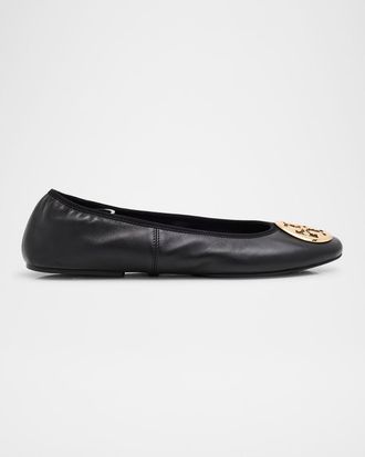 Tory Burch Reva Travel Leather Ballet Flats
