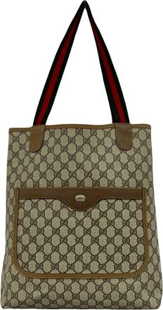 Gucci Brown Green Red Color Pvc Leather Handbag Tote Bag (Pre-Owned)