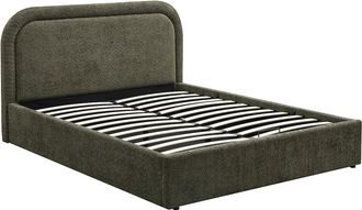 Vente-Unique Letto Con Contenitore 140 X 190 Cm Tessuto Bouclette Verde - Fidozia