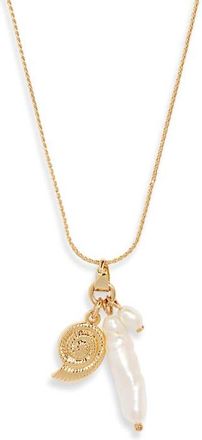 Nordstrom Demi Fine Shell & Freshwater Pearl Necklace in 14K Gold Plated at Nordstrom