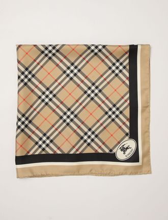 Burberry Foulard quadrato in pura seta Mulberry con stampa check