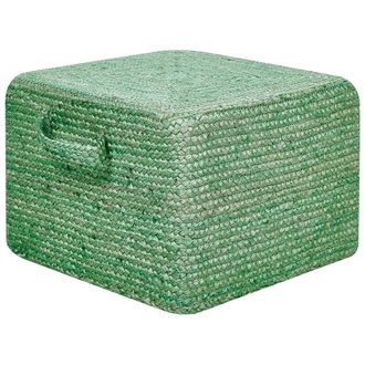 Beliani Puf De Yute Verde 45 X 45 Cm Otomana Relleno Eps Asas Accesorio Dhadar