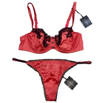 Chantal Thomass Strawberry Silk & Lace Lingerie Set Size M