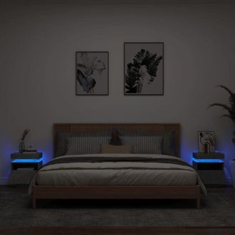 vidaXL Comodini con Luci led 2pz Grigio Cemento 40x39x48,5 cm - Vidaxl