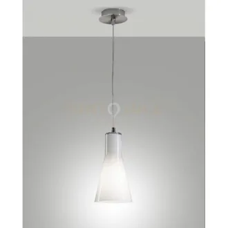 Fabas Luce Diana lampadario a sospensione metallo cromato e vetro bianco 1 luce attacco E27 D.14CM