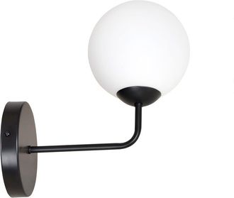 Wonderlamp Aplique nórdico con estructura de metal negro y esfera de cristal