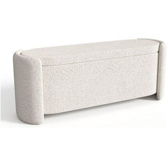 Vente-Unique Panca contenitore Tessuto bouclette Bianco avorio - FUNOMI