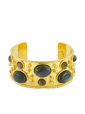 Sylvia Toledano Byzance labradorite beaded cuff bracelet - women - 22kt Gold Plated Brass/Stone - One Size - Yellow