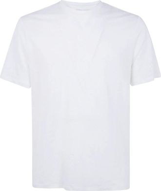 Majestic Filatures Effen Kleur Trui met Korte Mouwen en Ronde Hals - Heren - T-shirts - Wit - M - Tops