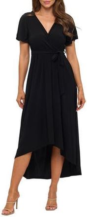 West K Flutter Sleeve High/Low Wrap Dress in Black at Nordstrom Rack, Size X-Small