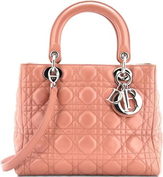 Dior Lady Dior Bag Cannage Quilt Lambskin Medium satchel - Roze