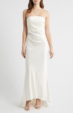 Significant Other Lucile Strapless Satin Gown with Train in Bone at Nordstrom, Size 10