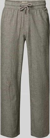 Blend Hose aus Baumwoll-Leinen-Mix mit elastischem Bund in Oliv, Gr&ouml;&szlig;e 3XL