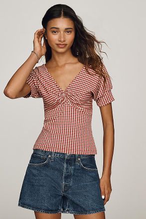 Maeve Gingham Short-Sleeve Blouse