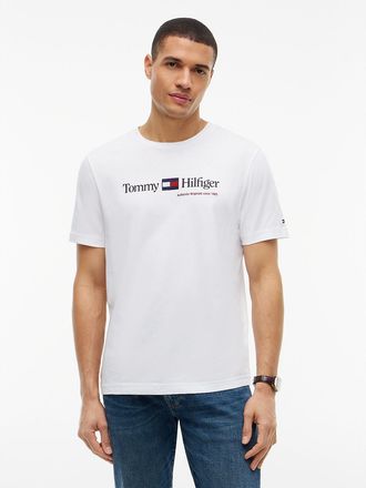 Tommy Hilfiger Mens Hilfiger Flag Logo T-Shirt - White - XXL