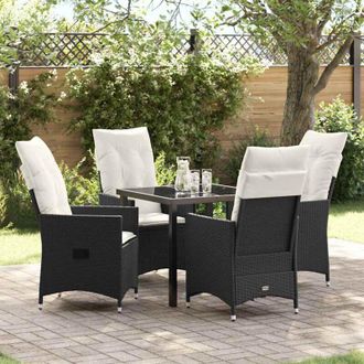 vidaXL Conjunto De Comedor De Jard&iacute;n Con Coj&iacute;n 5 Pcs Negro Polirat&aacute;n Vidaxl