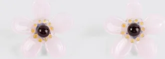 Alaia Orecchini a bottone Bloom a forma di fiore in vetro e ottone