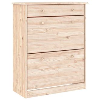 Berkfield Home Shoe Cabinet ALTA 77x35x96 cm Solid Wood Pine in Natural | Size: 77 x 35 x 96 cm