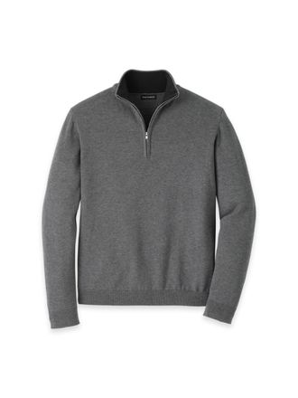 Paul Fredrick Supima Cotton Quarter Zip Mock Neck Sweater