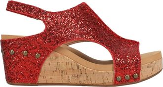 Corkys Footwear Womens Carley Wedge Sandal In Red Glitter