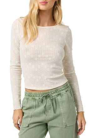 O'Neill Marliz Pointelle Long Sleeve Cotton Top in Winter White at Nordstrom, Size Xx-Large