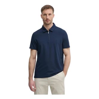 Michael Kors Tops, Heren, Blauw, S, Katoen, Polo shirt van katoenmix met rits