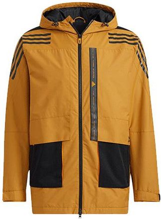 adidas Mens adidas Contrasting Colors Sports Training Casual Hooded Jacket Wheat Brown HE7403