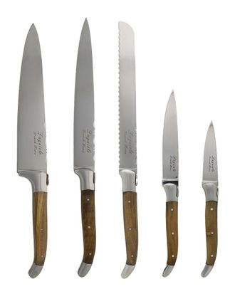 French Home 5Pc Laguiole Olivewood Kitchen Knife Set