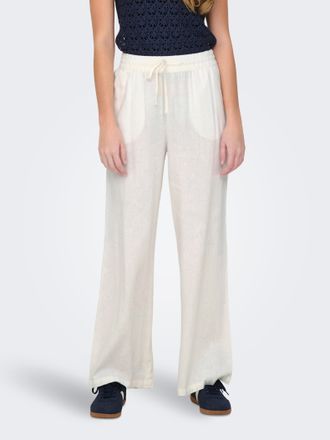 Jacqueline de Yong Schlupfhose JDY JDYSAY LINEN HW WIDE PANT WVN NOOS, Damen, Gr. L (40), L&auml;nge 32, weiss (snow wei&szlig;), Web, Obermaterial: 55% Leinen, 45% Viskose, unifar