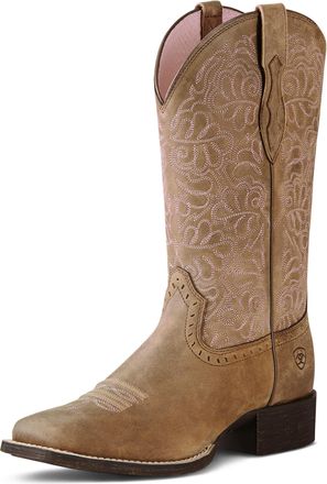 Ariat Womens Round Up Remuda Western Boots in Brown Bomber Leather, B Medium Width, Size 8.5, by Ariat