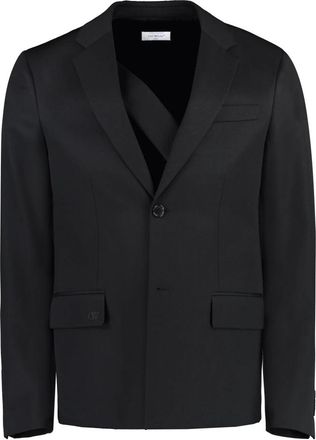 Off-white Enkelrijige Jas van Maagdelijke Wol - Heren - Blazers - Zwart - L - Wol - Jassen