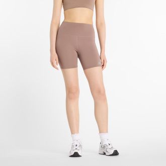 New Balance Laufshorts NEW BALANCE NB HARMONY HIGH RISE SHORT 6, Damen, Gr. XXL, N-Gr, earth shadow, Obermaterial: 78% Polyester, 22% Elasthan, Hosen Laufshorts, 