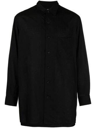 Yohji Yamamoto drop-shoulder classic-collar shirt - men - Cellulose - 1 - Black