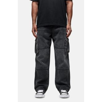 Good For Nothing Vintage Wash Cargo Baggy Denim Jeans in Black at Nordstrom, Size 30 29 Uk