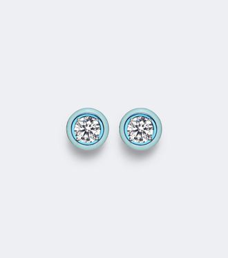 Kamyen Jewellery Dottie 18kt white gold and enamel earrings with diamonds