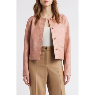Kobi Halperin Lyles Faux Leather Crop Jacket in Rouge at Nordstrom, Size Xx-Large