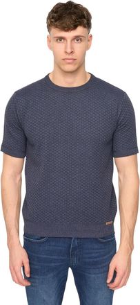 Duck and Cover Heren Mataso Gebreid T-Shirt (Slate Blue)