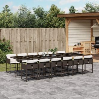 vidaXL Set Muebles De Jard&iacute;n 13 Pzas Y Cojines Rat&aacute;n Sint&eacute;tico Marr&oacute;n Vidaxl