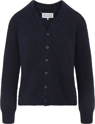 Maison Margiela Navy Blue Virgin Wool Cardigan-Donna