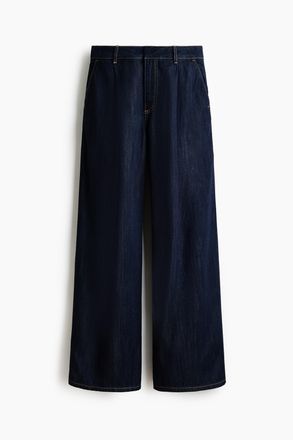 H&M Loose Fit Wide Regular Jeans - Dunkles Denimblau