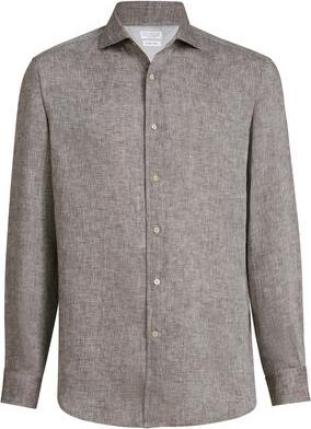 Brunello Cucinelli Linen shirt in Hazelnut at Nordstrom, Size Xxx-Large Eu