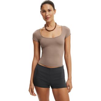 Cotton On Womens Hold Me Short Sleeve in Washed Mocha at Nordstrom, Size Xx-Small