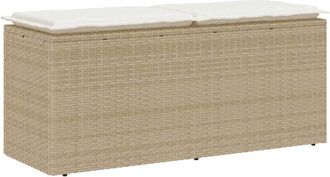 vidaXL Banco De Jard&iacute;n Con Coj&iacute;n Rat&aacute;n Sint&eacute;tico Beige 110x40x44 Cm Vidaxl