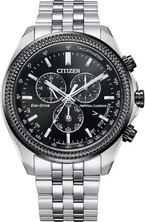 Citizen Brycen Perpetual Alarm Chronograph Black Dial Mens Watch BL5566-50E