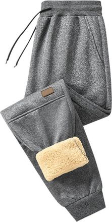 Generic DENGJIAMY Mens Fleece Sweatpants with Pocket Trendy Plain Thermal Joggers Pants Casual Drawstring Elastic Waist Winter Trousers for Men (Grey, XS)